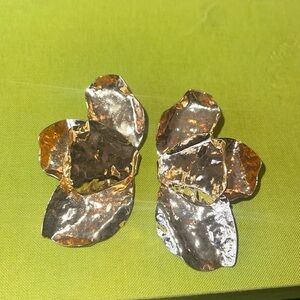 Gold leaf half flower earrings